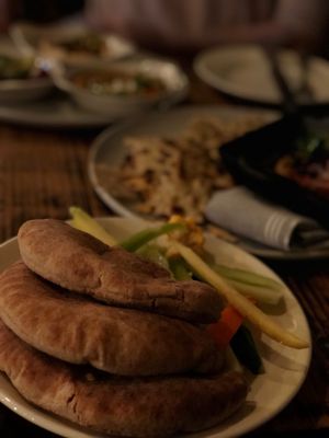 Meze platter, cashew halloumi, pita and veggies at XYST in New York City