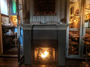 A fireplace!!! Such a nice treat on a cold day! at XYST in New York City