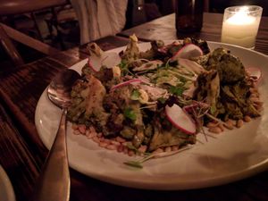 CAULIFLOWER. (GREEN HARISA. ONION SOUBISE. PINE NUTS. ) at XYST in New York City