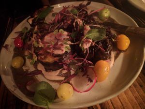 GRILLED EGGPLANT. (CHARRED BABA GANOUSH. ROASTED TOMATOES. SMOKED EGGPLANT CREAM. ) at XYST in New York City