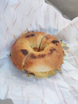 Ham and cheese bagel at Hillgate Cakery in Stockport
