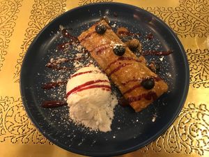Biscoff apple pie with ice cream at Comptoir V in North West London