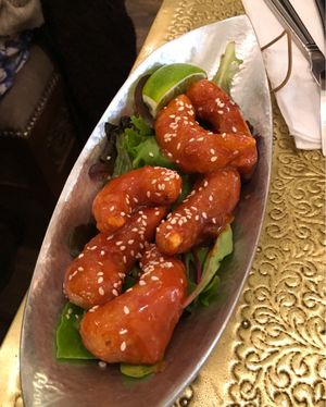 “Dynamite shrimp”-tempura battered vegan shrimp in sriracha aioli - incredible! at Comptoir V in North West London