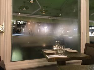 Cosy on the inside, looking out on a cold night  at Comptoir V in North West London