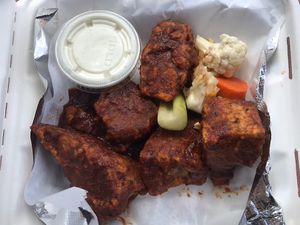 BBQ seitan high fives at Three Carrots - Fountain Square in Indianapolis