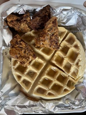 seitan and waffles at Three Carrots - Fountain Square in Indianapolis