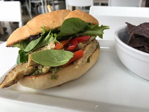 Seitan Melt with Garlic Pesto at Three Carrots - Fountain Square in Indianapolis