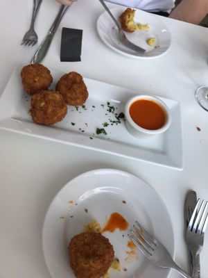 Mac and Cheese Croquettes with Buffalo Sauce at Three Carrots - Fountain Square in Indianapolis