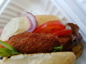Seitenderloin (vegan tenderloin sandwich) at Three Carrots - Fountain Square in Indianapolis