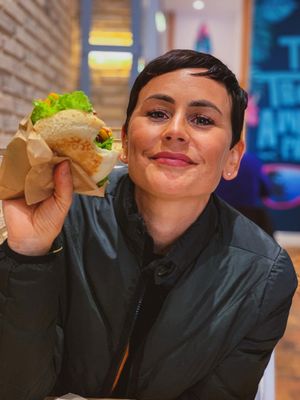 This is how happy this burger made me  at The Vurger in Valencia