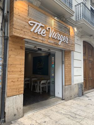 Outside this cute place  at The Vurger in Valencia