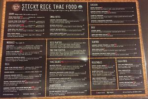 Menu at Sticky Rice Thai Food in Central Singapore