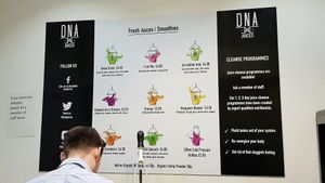 Sign at DNA Juices in South West London