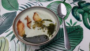 chłodnik ogórkowy / cold cucumber soup at Kuchnia PoWolność in Poznan