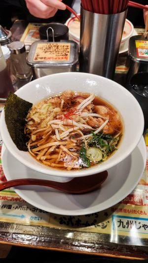 Vegan Ramen with double soy meat at Kyushu Jangara Ramen - Ginza in Tokyo
