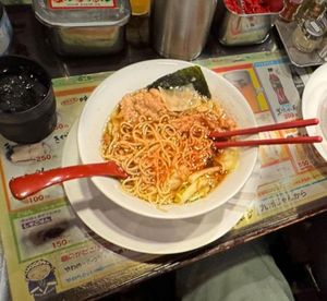 Vegan Soy Sauce Ramen with extra char-siu at Kyushu Jangara Ramen - Ginza in Tokyo