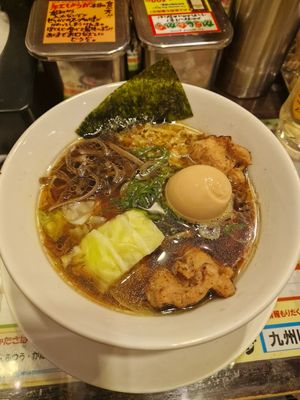 Vegan, I added an egg at Kyushu Jangara Ramen - Ginza in Tokyo