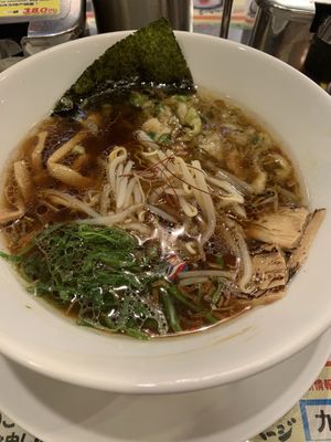 The soy sauce broth ramen  at Kyushu Jangara Ramen - Ginza in Tokyo