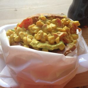Curried corn  at The Baked Potato Shop in Edinburgh