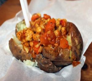 vegan curry medium baked potato at The Baked Potato Shop in Edinburgh