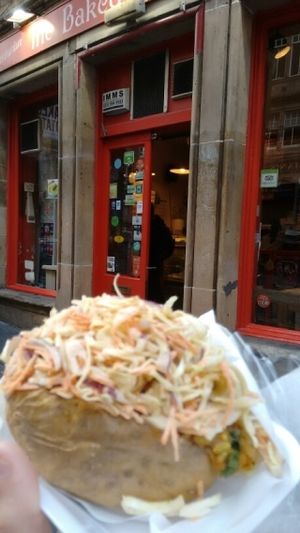 outside at The Baked Potato Shop in Edinburgh