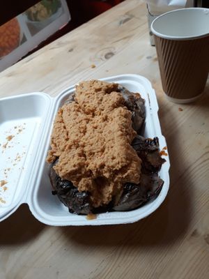 XXL Potato with spicy hummus at The Baked Potato Shop in Edinburgh