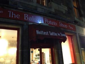 from outside at The Baked Potato Shop in Edinburgh
