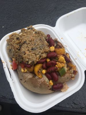 Haggis, beans at The Baked Potato Shop in Edinburgh
