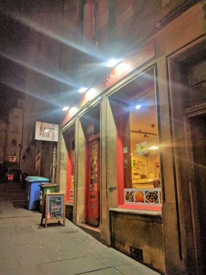 Shop front at The Baked Potato Shop in Edinburgh