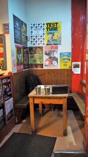The only table in the shop at The Baked Potato Shop in Edinburgh