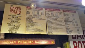 Shop's Menu Board at The Baked Potato Shop in Edinburgh