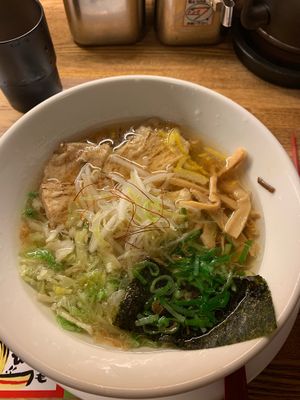 Vegan Ramen in a salty broth  at Kyushu Jangara Ramen - Akasaka in Tokyo