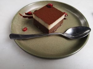 Tiramisu raw cake at Plant B in Antwerpen
