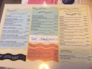 menu at Plant B in Antwerpen