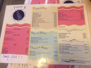 menu at Plant B in Antwerpen