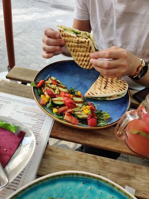 Vegan chick'n panini at Plant B in Antwerpen