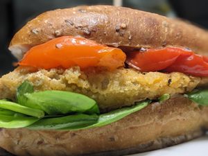Vegan Chicken Sammy at The Food and Art Cafe in Whitby