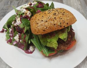 Vegan burger at The Food and Art Cafe in Whitby
