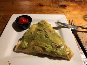 U Vegan crepe with Guacamole slathered on it at The Skinny Pancake in Hanover