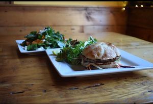 Harvest Salad and Impossible burger at The Skinny Pancake in Hanover