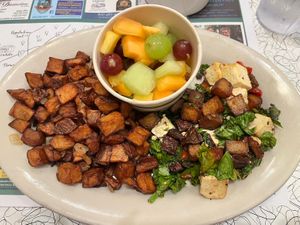 Tofu scramble, home fries, and a side of fruit instead of toast  at Lou's Restaurant & Bakery in Hanover