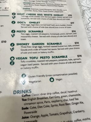 Labeled vegan options!   at Lou's Restaurant & Bakery in Hanover