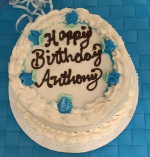 Vegan birthday cake at Lou's Restaurant & Bakery in Hanover