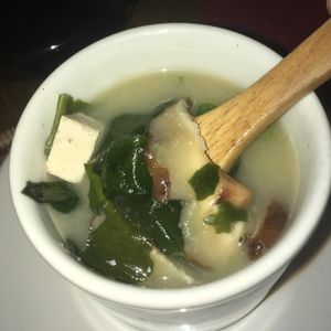 Miso soup - totally vegan, even though it doesnt mention it on the menu at Wa Cafe in Galway