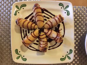 Banana and chocolate chip spring rolls at Thai Vegan in San Antonio