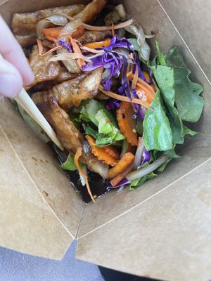 Juice from orange chicken   at Thai Vegan in San Antonio