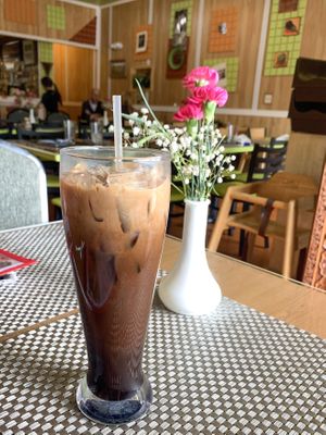 Thai coffee is an absolute MUST here! So sweet and creamy.  at Thai Vegan in San Antonio