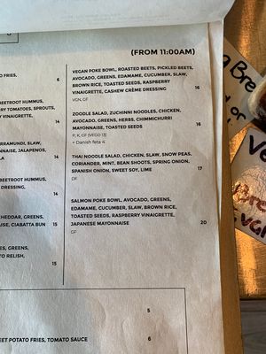 Menu at Monty's Cafe in Scarborough