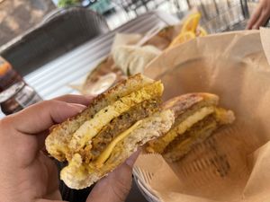 MacVegan Breakfast Sandwich - definitely recommend! at Herbivores in Kailua Kona