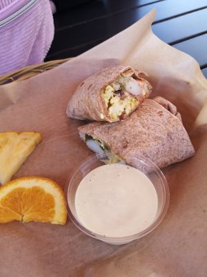 Southwestern breakfast burrito at Herbivores in Kailua Kona